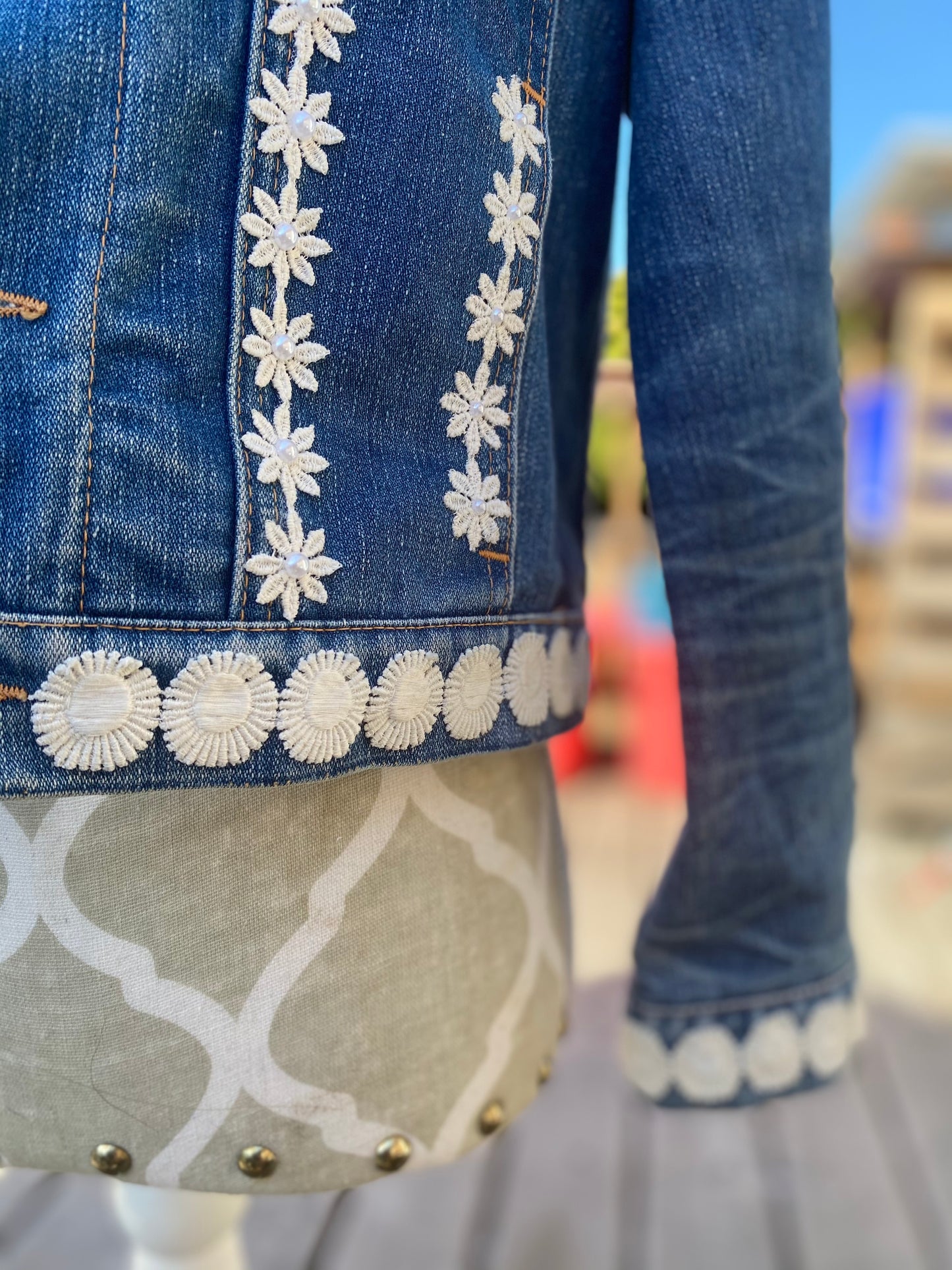 Flower Power Denim Jacket - Size Small