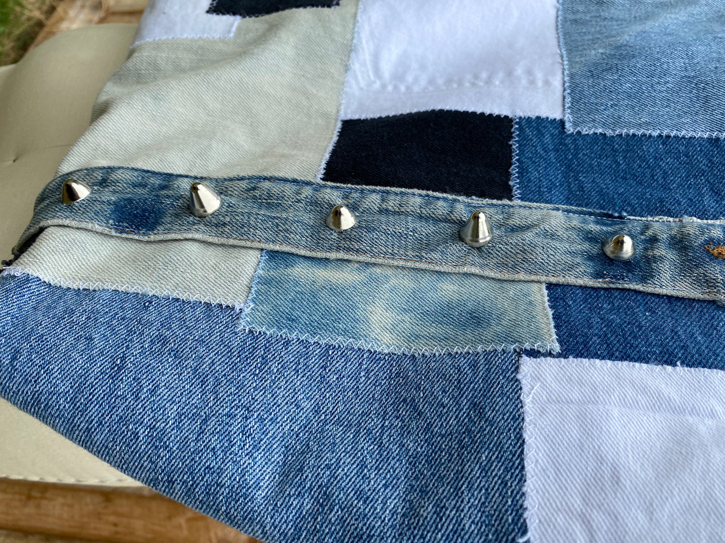 Patchwork Denim Bag with Cotton Lining