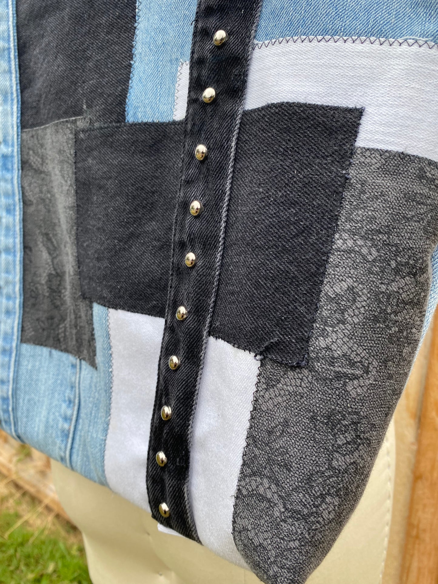 Patchwork Denim Bag with Linen Lining