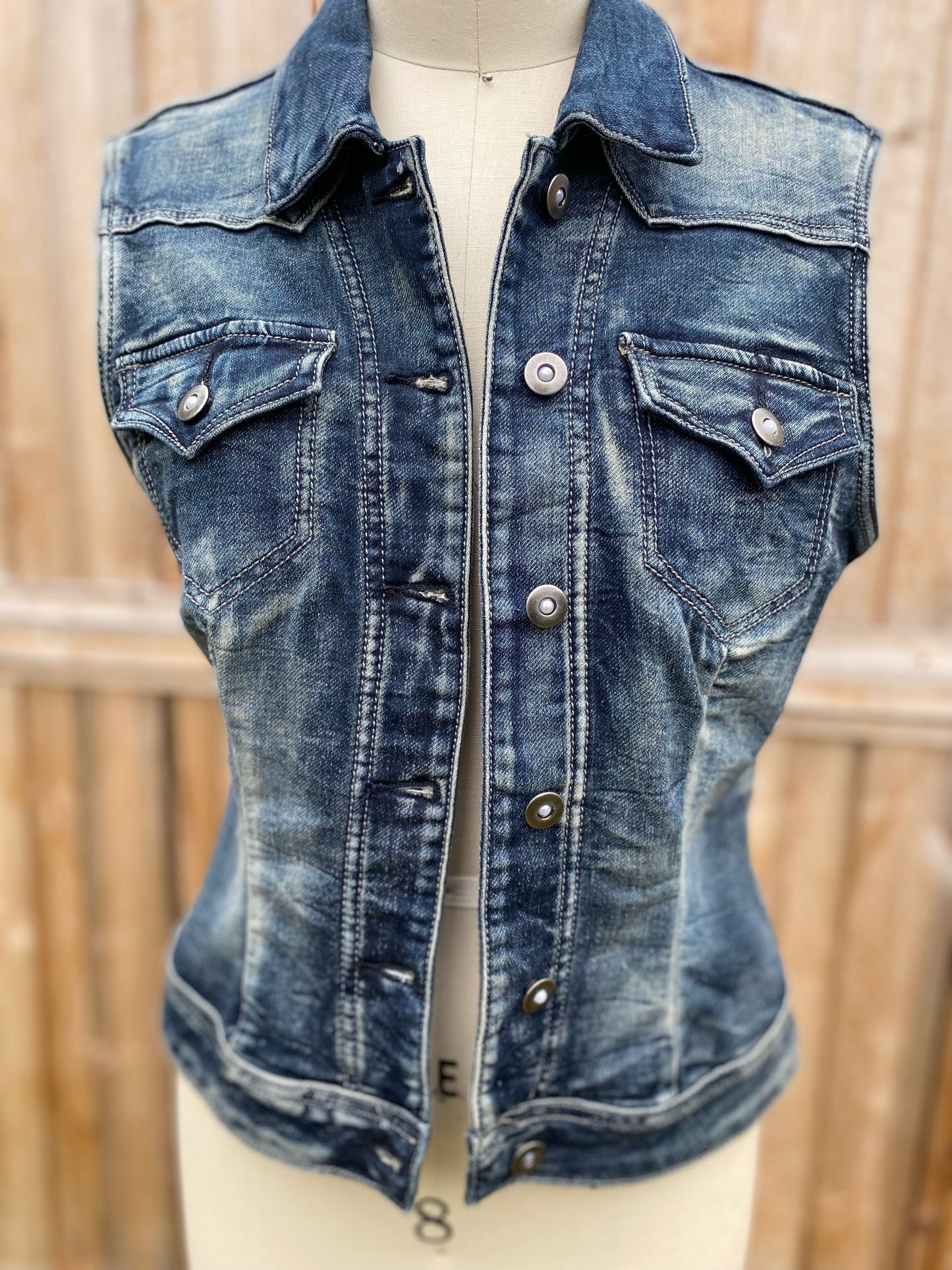 Dark Blue Denim Mandala Vest - Size Med