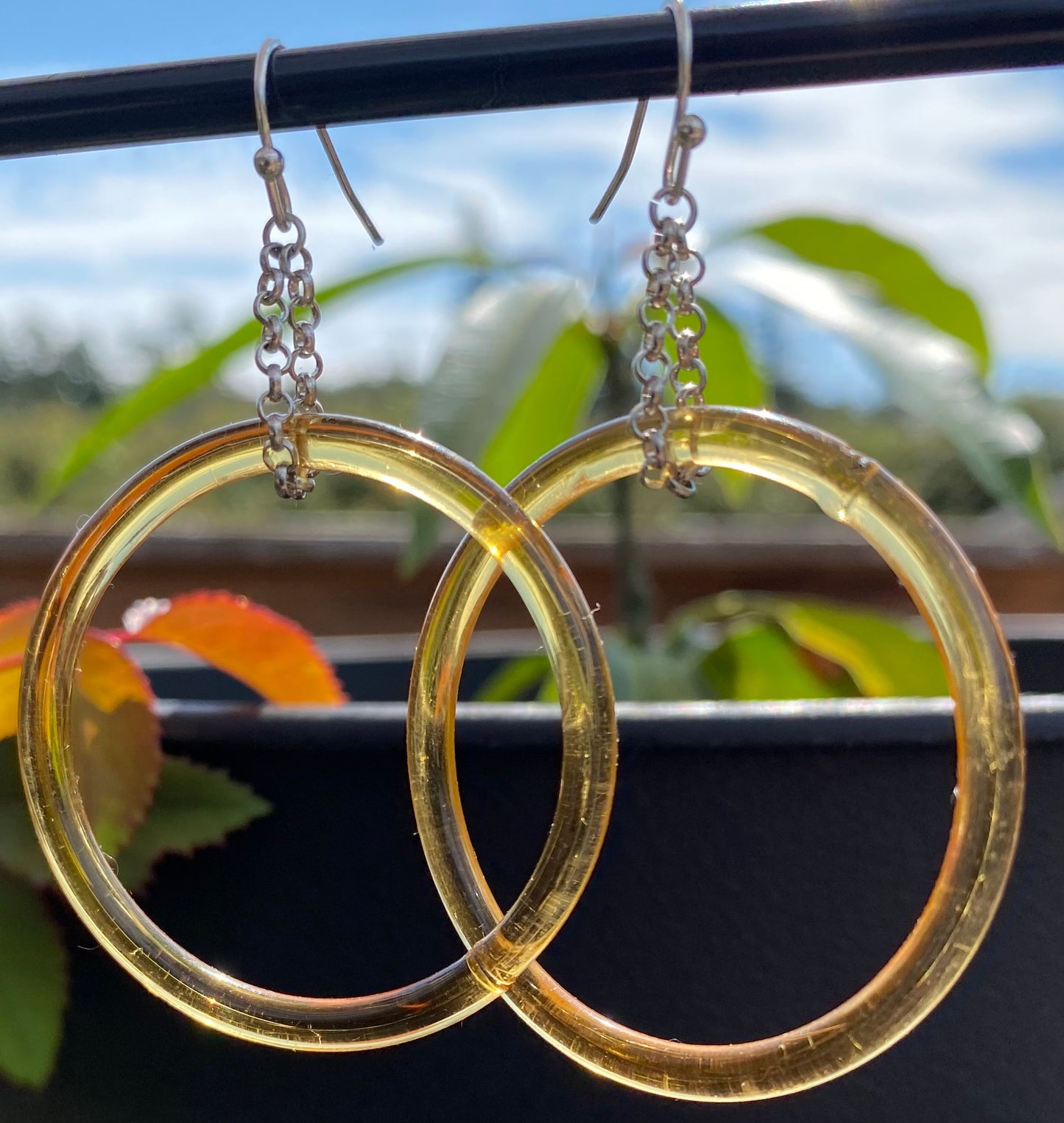 Vintage Amber Glass Hoops