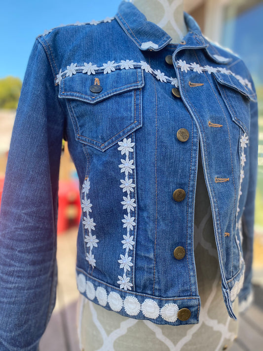 Flower Power Denim Jacket - Size Small