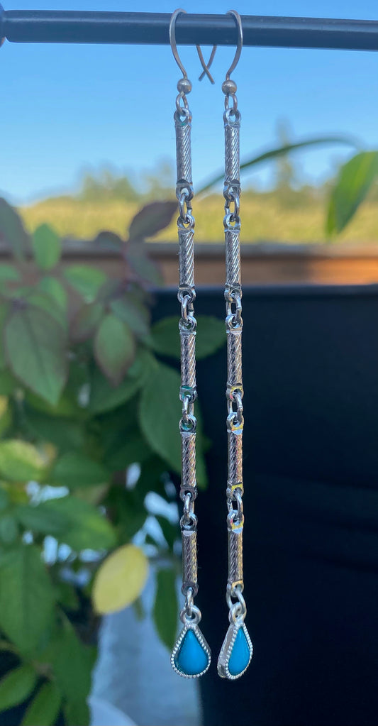 Silver Links with Blue Tear Drops