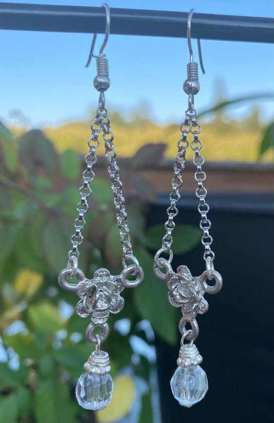 Silver Rose with Crystal