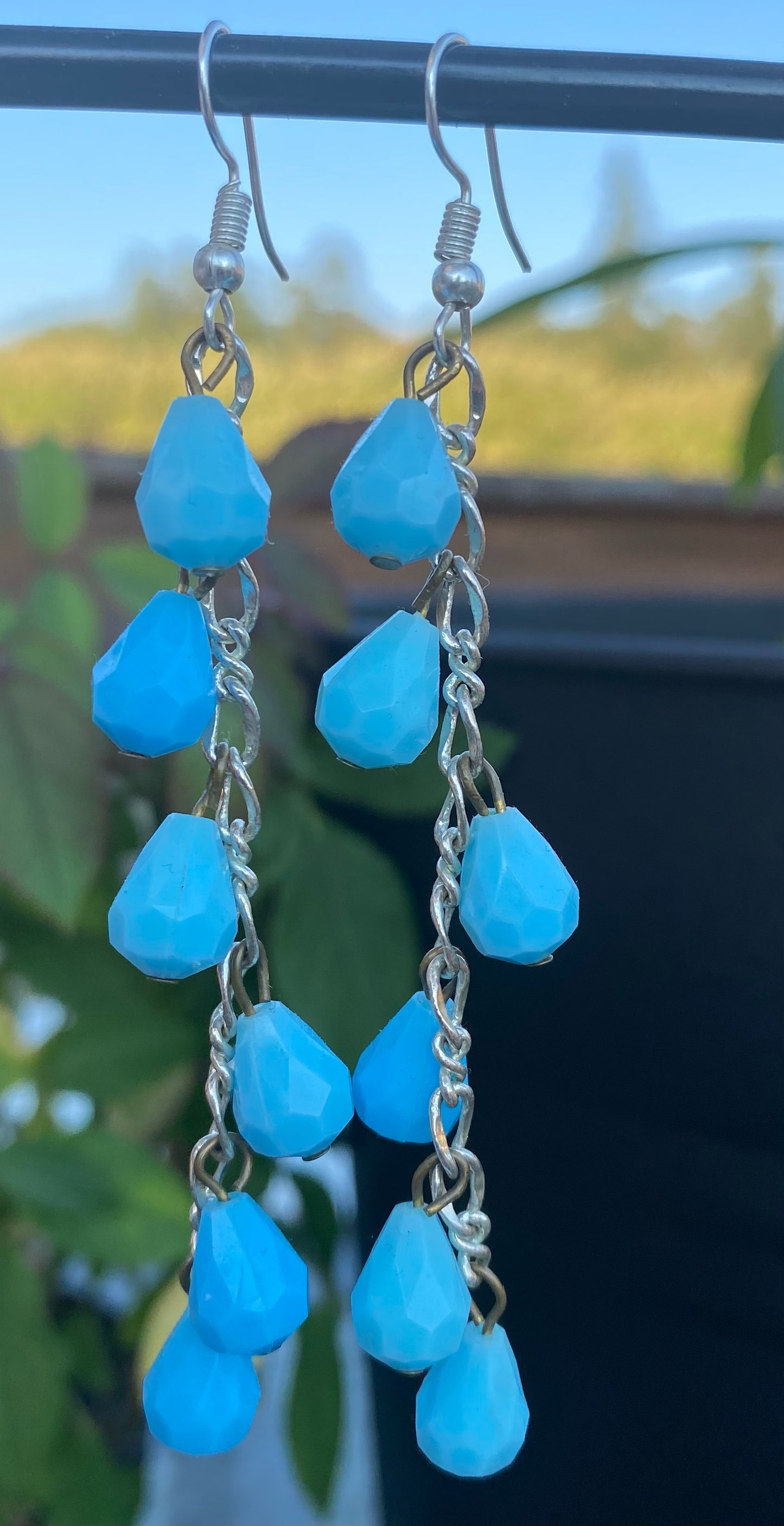 Turquoise Drops on Silver Chain