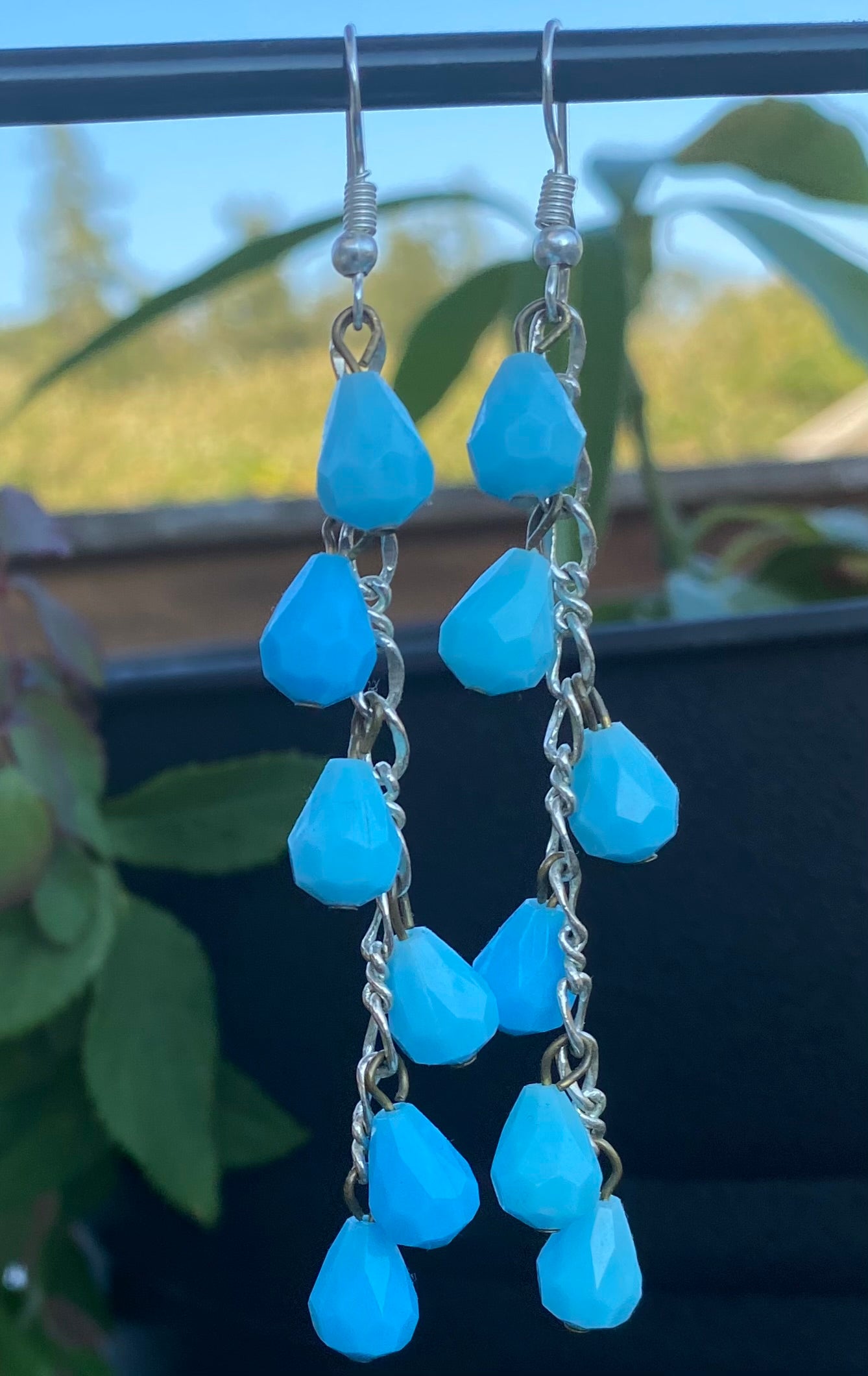 Turquoise Drops on Silver Chain