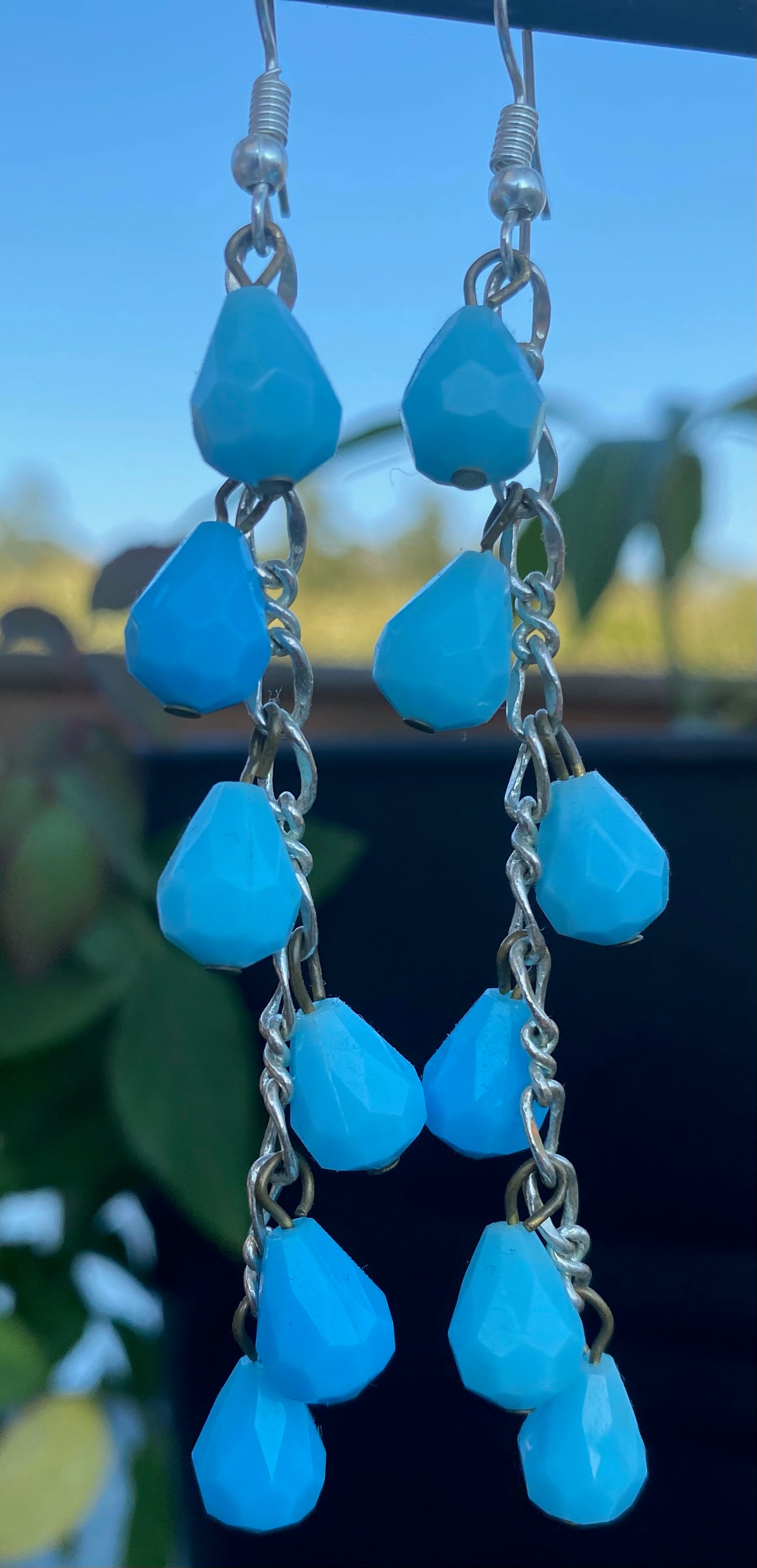 Turquoise Drops on Silver Chain