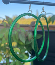 Load image into Gallery viewer, Vintage Green Glass Hoops
