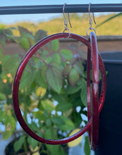 Load image into Gallery viewer, Vintage Red Glass Hoops
