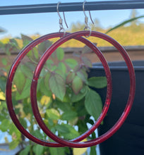 Load image into Gallery viewer, Vintage Red Glass Hoops
