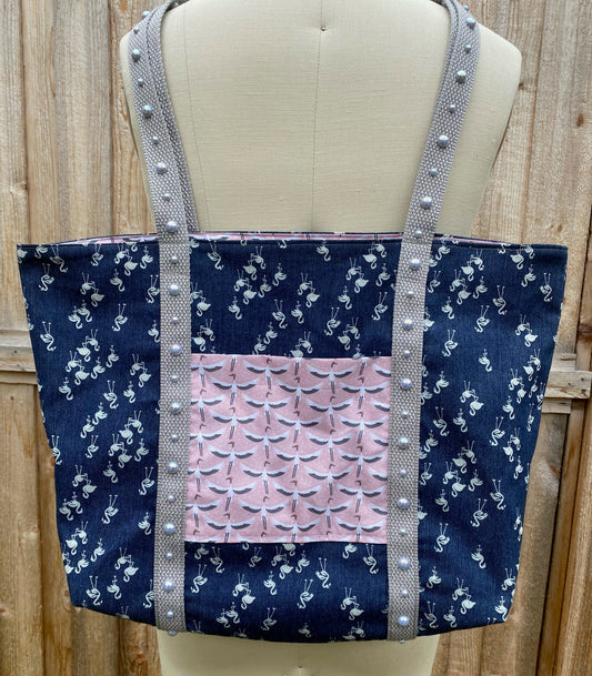 Flamingo Denim with Crane Lining