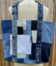 Load image into Gallery viewer, Patchwork Denim Bag with Cotton Lining
