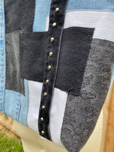 Load image into Gallery viewer, Patchwork Denim Bag with Linen Lining
