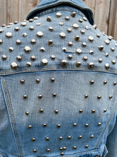 Load image into Gallery viewer, Cropped Studded Denim Jacket - Size Med
