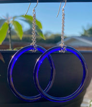 Load image into Gallery viewer, Vintage Blue Glass Hoops on Chain
