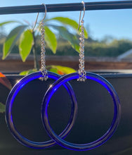 Load image into Gallery viewer, Vintage Blue Glass Hoops on Chain
