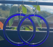 Load image into Gallery viewer, Vintage Blue Glass Hoops
