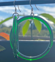 Load image into Gallery viewer, Vintage Green Glass Hoops
