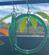 Vintage Green Glass Hoops