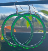 Load image into Gallery viewer, Vintage Green Glass Hoops
