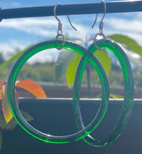 Load image into Gallery viewer, Vintage Green Glass Hoops
