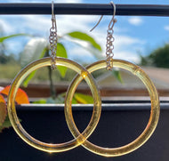 Vintage  Amber Glass Hoops