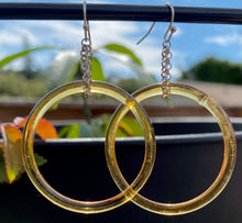 Load image into Gallery viewer, Vintage  Amber Glass Hoops
